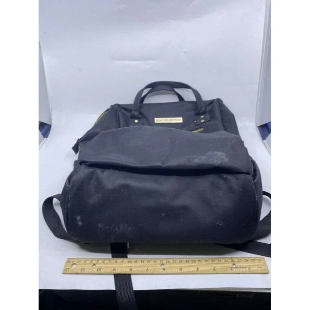 Multi Pocket Black Fabric Backpack
